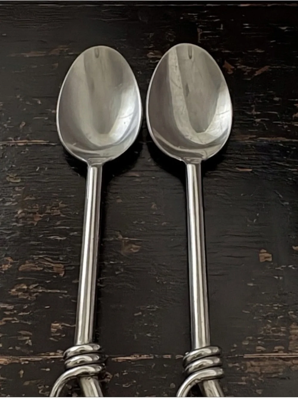 Gibson CUOMO Stainless OVAL SOUP SPOONS Open Ring Tip 18/8  Flatware Set of 2